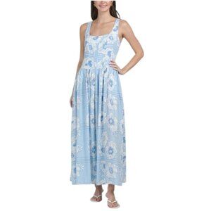 WHITE CLOSET Linen Blend Dropped Waist Maxi Dress